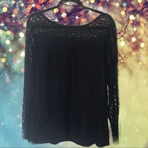 Plus Size Lace Shirt with Sheer Yoke